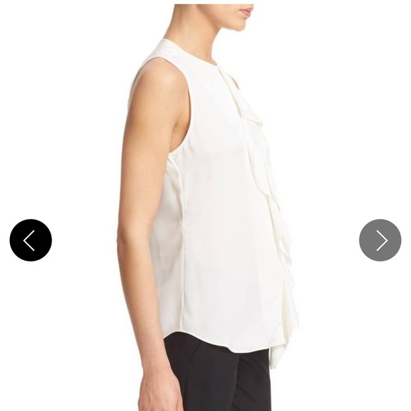 Theory Jastrid Sheen 2 Sleeveless Silk Blouse Ivory Size Small - Picture 5 of 16
